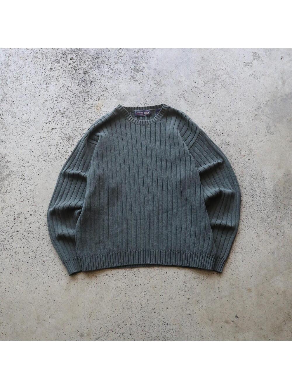 Vintage Arrow Blue Jean Co Ribbed Sweater Mens L Green Cotton Made Australia